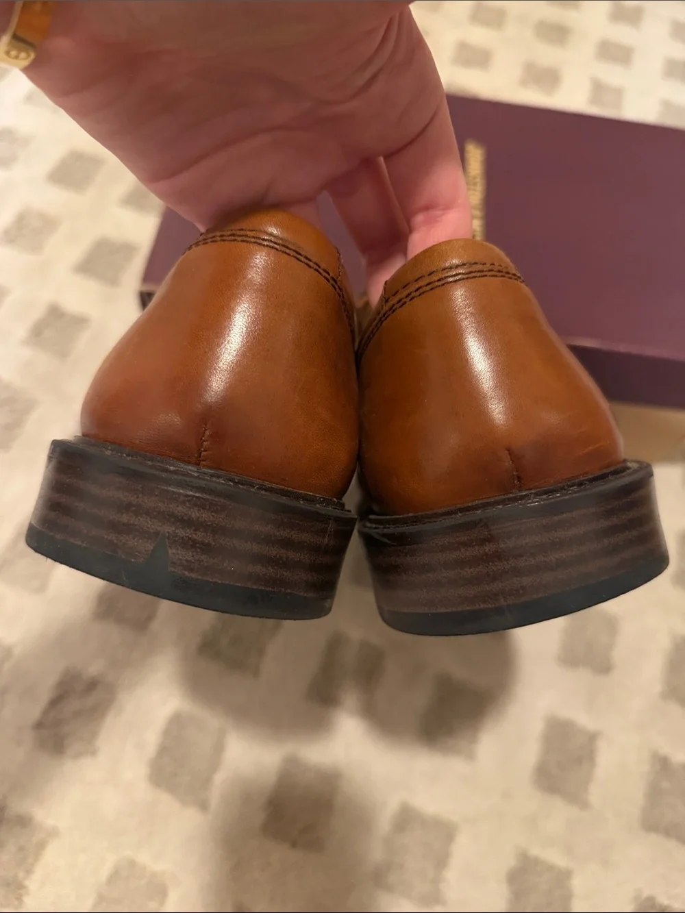 Johnston & Murphy Plain Toe Tan Calfskin Lace-Up Shoes